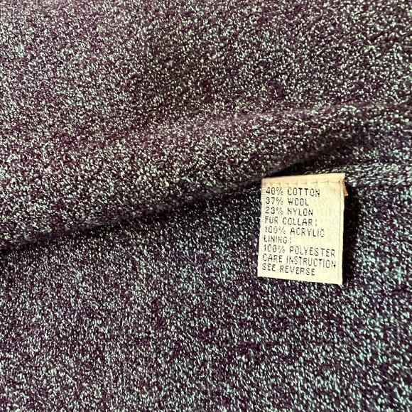 Purplish blue sleeveless top & cardigan with beaded embroidery/faux fur collar - Picture 14 of 14